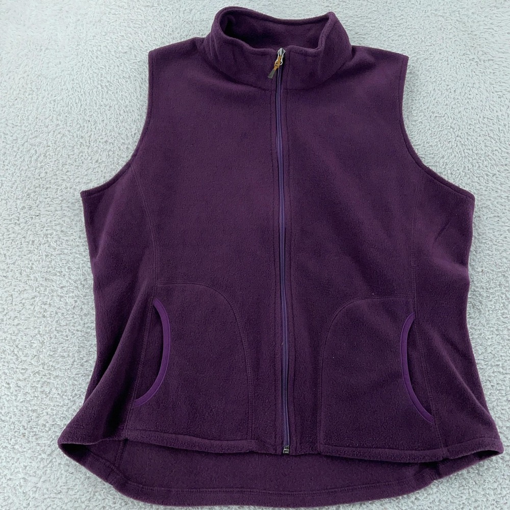 Woolrich Vest Womens Petite XL Purple Eggplant Fleece Warm Sleeveless Full Zip